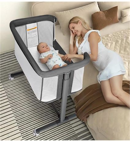 Baby Bassinet w/Wheels, Foldable Bedside Sleeper
