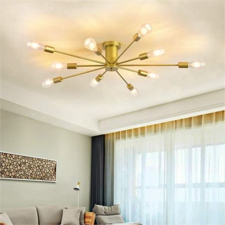 Garwarm 10-Light Sputnik Gold Ceiling Lamp
