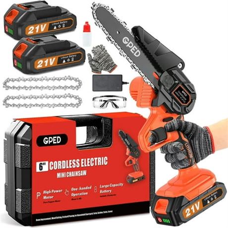 Mini Chainsaw Cordless 6 inch with 2 Battery