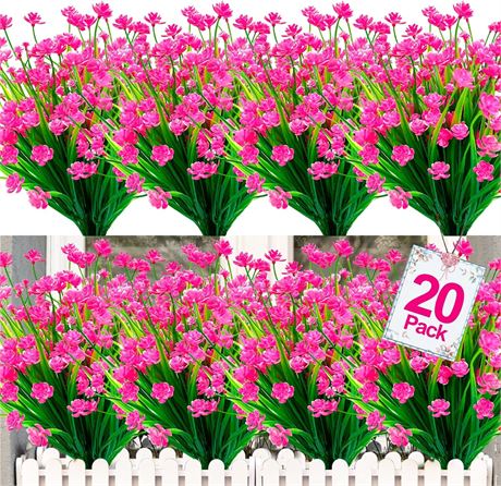 TURNMEON 20 Bundles Artificial Flowers (Pink)