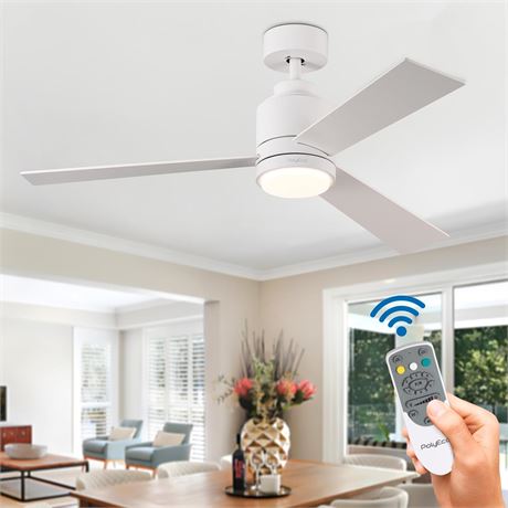 48 Inch Matte White Ceiling Fan with Remote