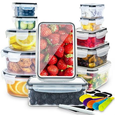 24 Pcs Food Storage Containers - BPA Free