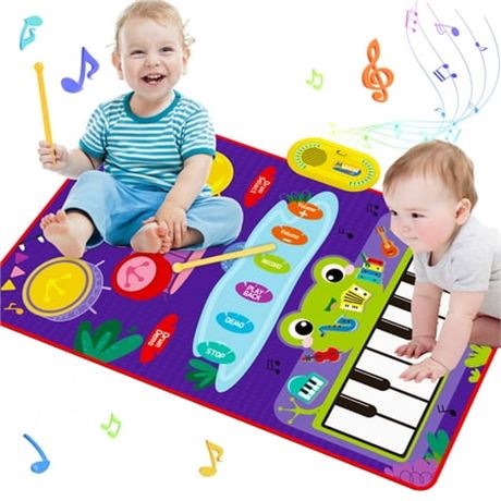 Richgv 2 in 1 Piano & Drum Mat, 1-3 Years Old
