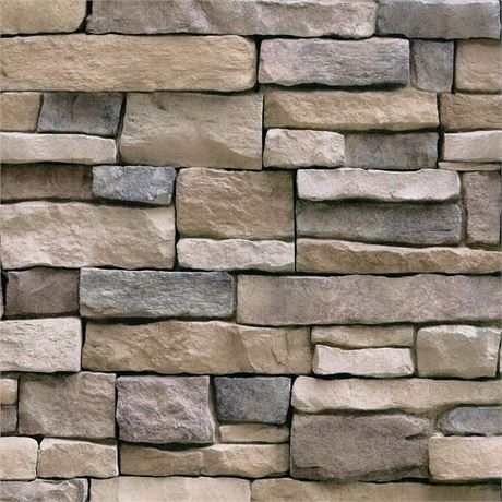 Stone Brick Peel & Stick Wallpaper 17.71x393.7