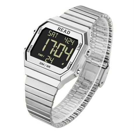 Men's Digital Sports Watches, Metal LCD
