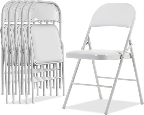 6-Pack Karl Home White Folding Chairs, 330lbs