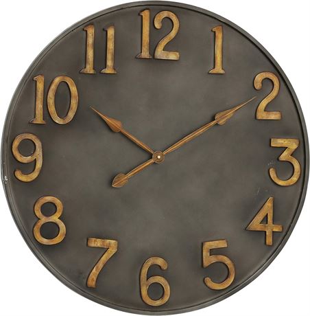WHW Industrial Wall Clock, Pewter Grey, 30-Inch