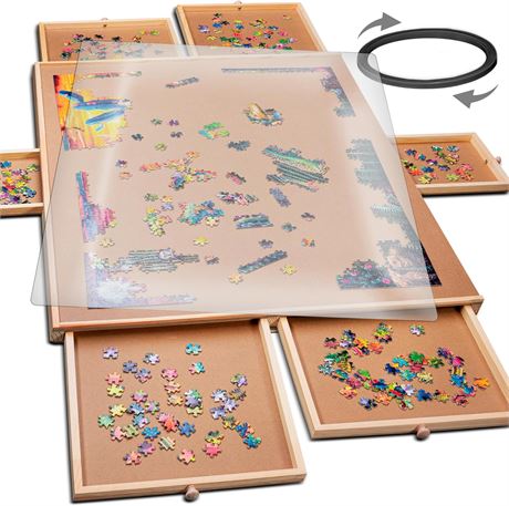 27 X 35 Wooden Jigsaw Puzzle Table - 6 Drawers