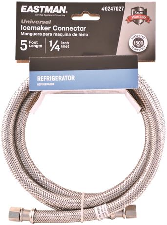 "EASTMAN 5ft 1/4-in S.S Ice Maker Connector"
