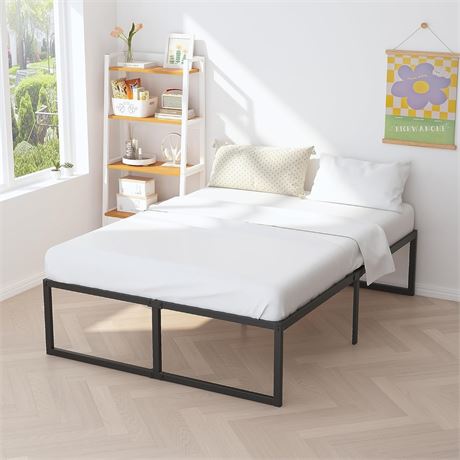 18in Queen Metal Bed Frame, Easy Assembly