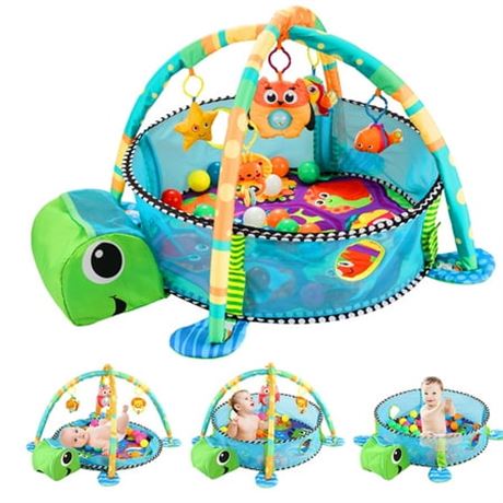Blue Turtle Baby Mat, 3 in 1 with Toys & Balls