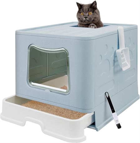 Foldable Cat Litter Box, XL - Blue