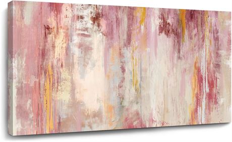 Abstract Canvas Art 30x60 Inch, Pink/Gold