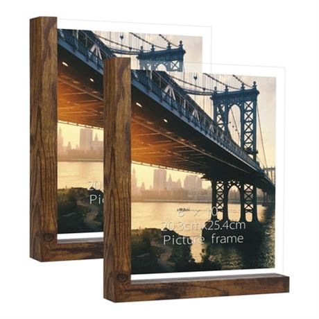 2 Pack 8x10 Picture Frame with Rustic L Holder