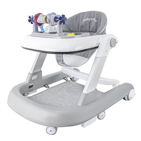 3 in 1 Foldable Baby Walker with Music, Grey
