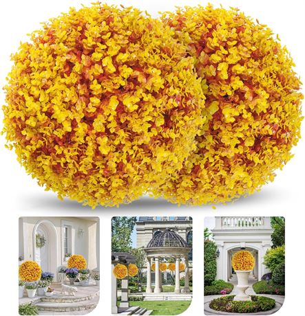 DANF 16" Artificial Plant Topiary Balls, Yellow