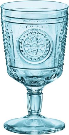 Bormioli R. Romantic 4 Glasses, 10.75oz, Blue