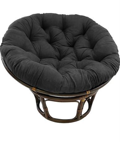 Blazing Needles Black Solid Chair Cushion