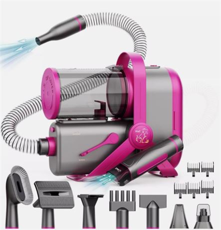 XiaZ Dog Grooming Vacuum & Clippers, 15 Kpa Pink