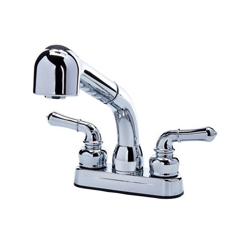 Chrome 2-handle Utility Faucet w/ Pulldown Sprayer