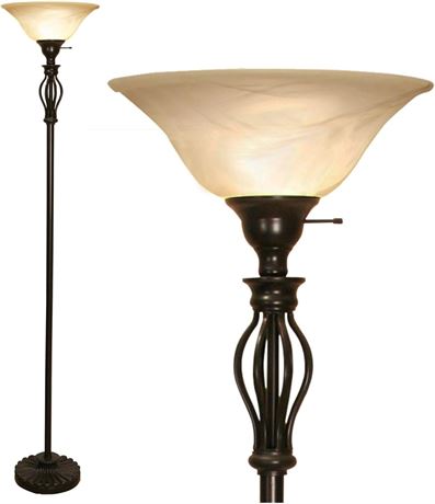 Bronze Floor Lamp with Alabaster Glass Shade