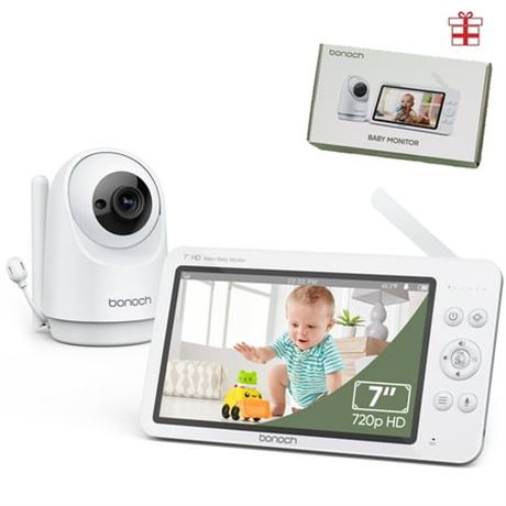 bonoch MegaView 7" 720P Baby Monitor, No Wi-Fi