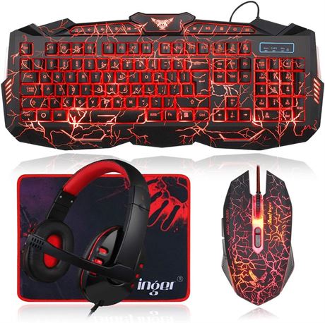 Wired Gaming Keyboard Mouse Headset Combo