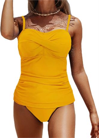 3XL BIKINX Plus Size Tankini Swimwear, Yellow