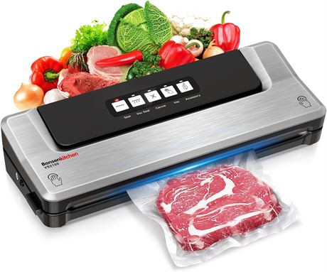 Bonsenkitchen Vacuum Sealer with Bags, Silver