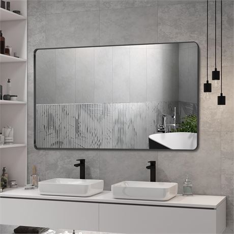47x30" Wall Mirror, Brushed Metal, Vanity