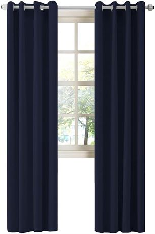 Navy Blue Blackout Curtains W52"xL84" 2 Panels