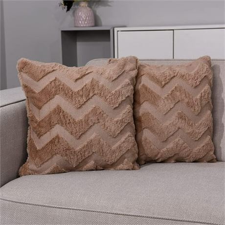 Pack of 2 Plush Pillow Covers, 18x18 inch