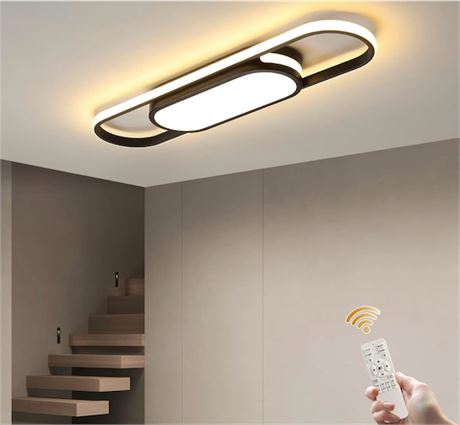 Tioolo Modern LED Ceiling Lamp, 2.3ft, Black