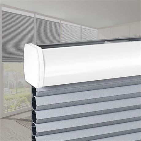 Honeycomb Blinds, 30"W x 64"H, Grey/White