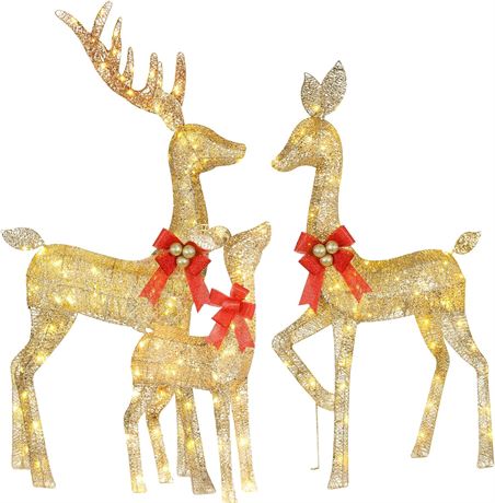 Lighted Christmas Decoration Deer 3-Piece Set