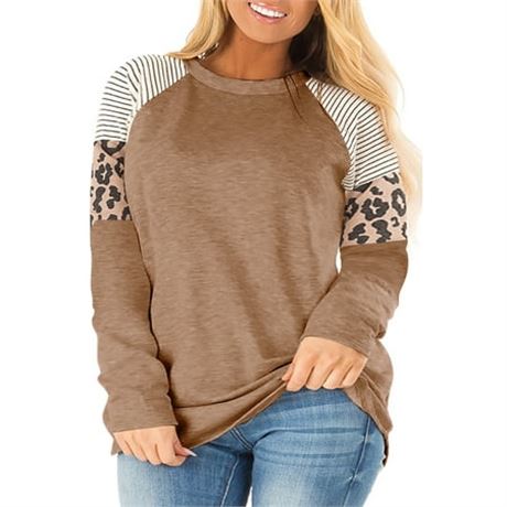 LANREMON Leopard Print Tunic, Khaki 22 Plus