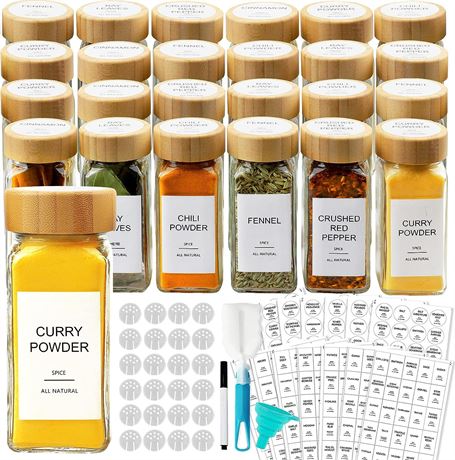 24pc AISIPRIN Spice Jars, 4oz, w/ Labels