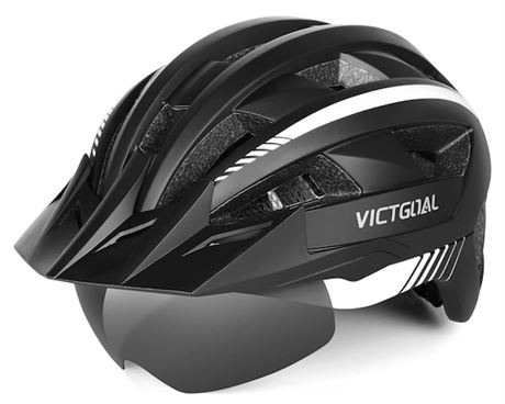 VICTGOAL Bike Helmet for Men Women with Led Light Detachable Magnetic Goggles Re