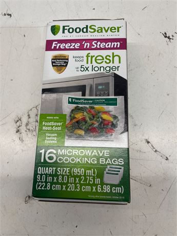 FoodSaver 1-Quart Freeze 'n Steam Microwavable Single-Cooking Bags, 16 Count, Cl
