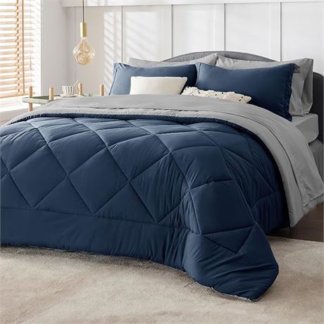 Bedsure NAVY King Comforter Set