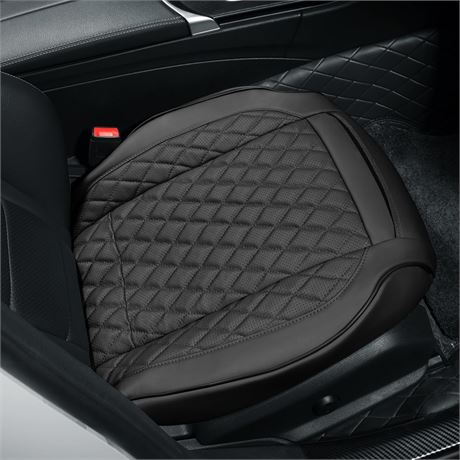 POKSRI Cowhide Leather Car Seat, Black 1p