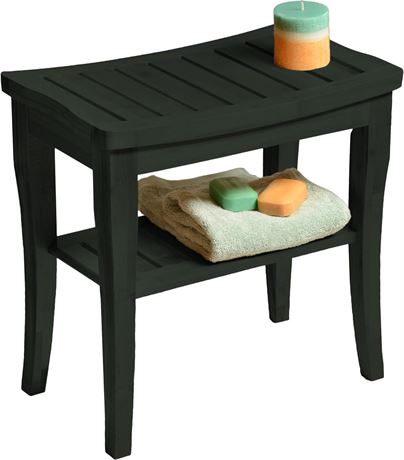 Bamboo Shower Bench Spa Stool - 2-Tier GREY