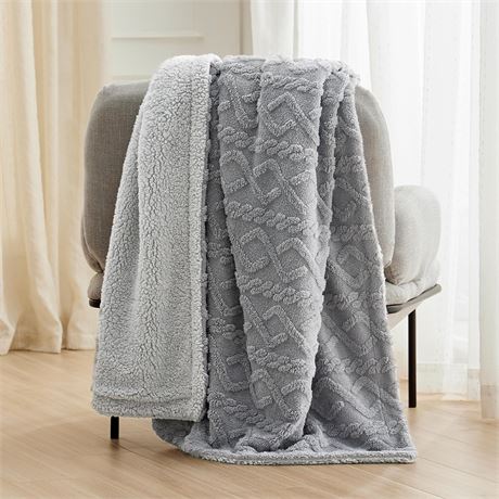 Bedsure Sherpa Throw - 50x60 Inches Grey