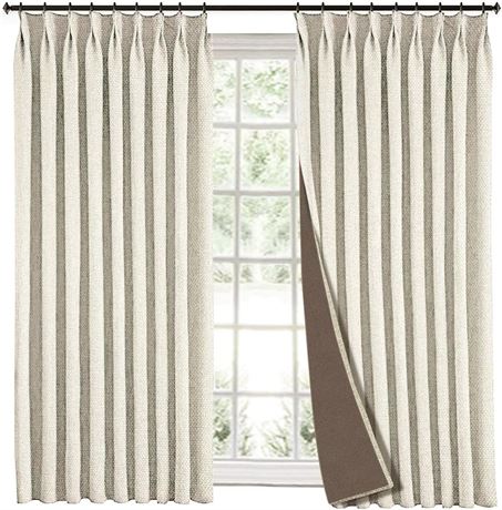 Beige Linen Blackout Curtain, 38"W x 84"L