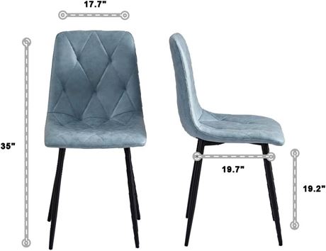 2 Dining Chairs, Metal Frame, Light Blue