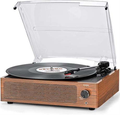 Vintage 3-Speed Turntable Vinyl Player, Brown