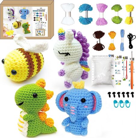 YISONG 4 PCS Animal Crochet Kit with Video