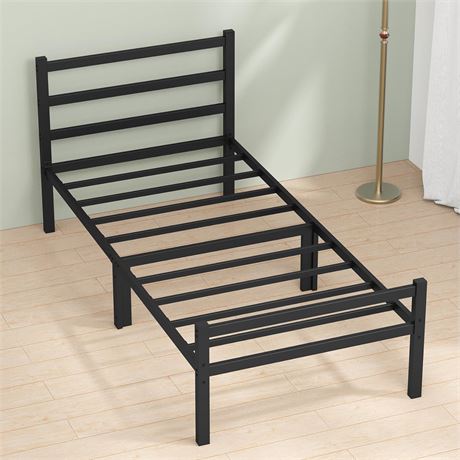 Twin Metal Bed Frame, Noise Free, Storage