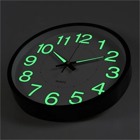 BERGUF 12" Night Light Clock, Silent, Luminous