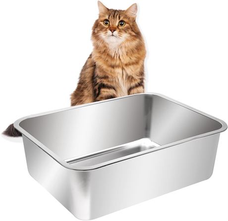 Kichwit Cat Litter Box, 23.6 x 15.7 x 5.9 in